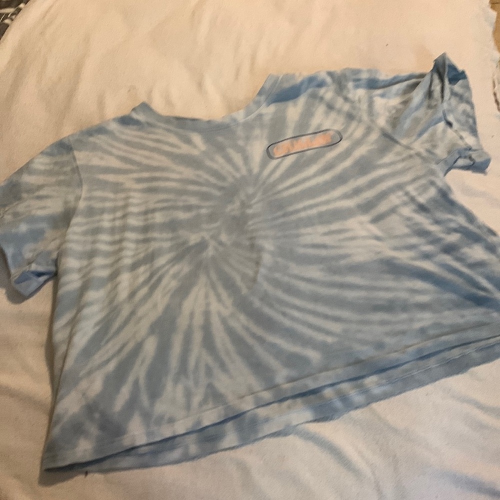 light blue crop top